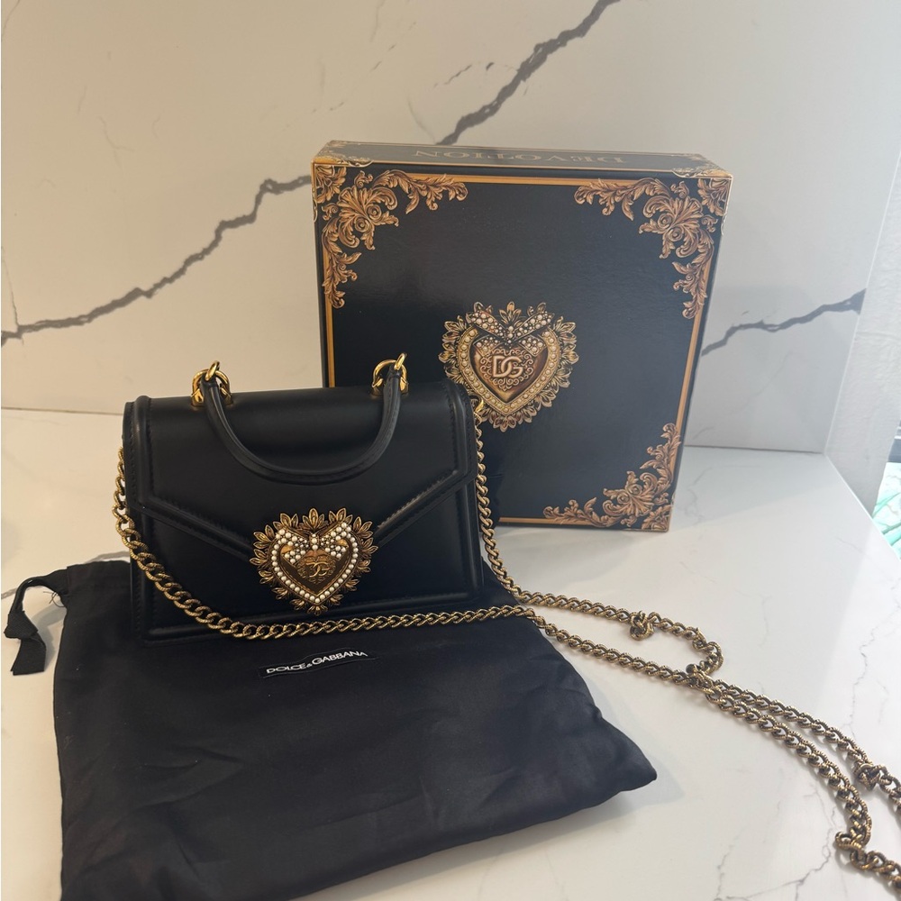 Dolce & Gabbana Black Crossbody Bag with Gold Hardware